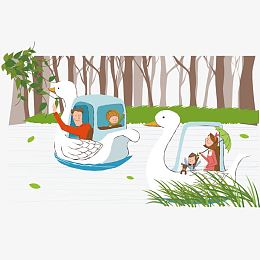 划船人物插画矢量
