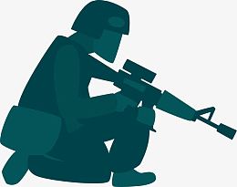 战地士兵英勇蹲下