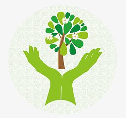 矢量清新手捧树苗圆形图标