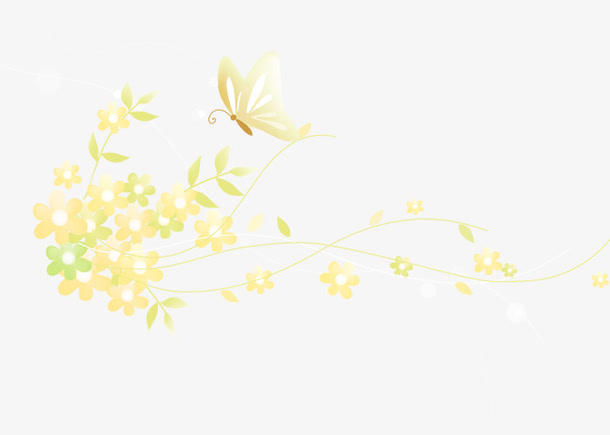 卡通手绘梦幻花藤蝴蝶