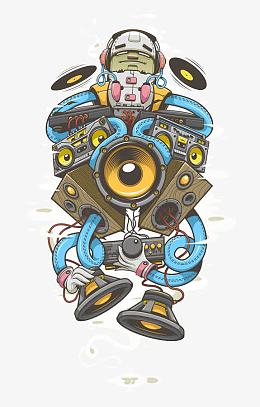音乐摇滚印花涂鸦