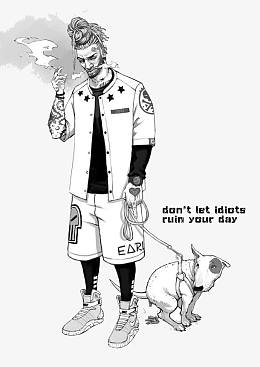 遛狗的嘻哈男