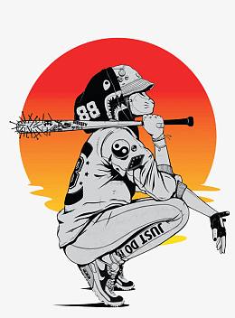 卡通棒球运动员
