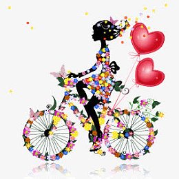 浪漫花卉美女剪影矢量素材