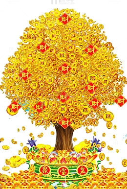 中国风吉祥寓意发财树招财进宝