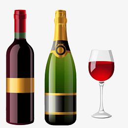 香槟红酒手绘素材图片