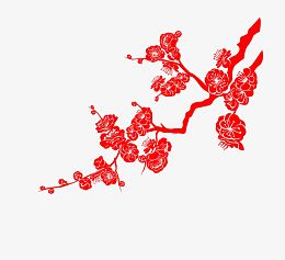 红色桃花剪纸