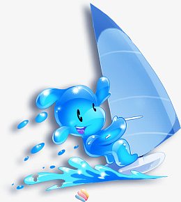 手绘夏日水滴人性帆船