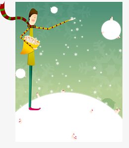 手绘冬天撒雪的人
