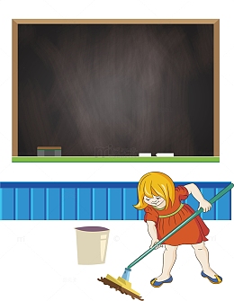 矢量学生打扫教室