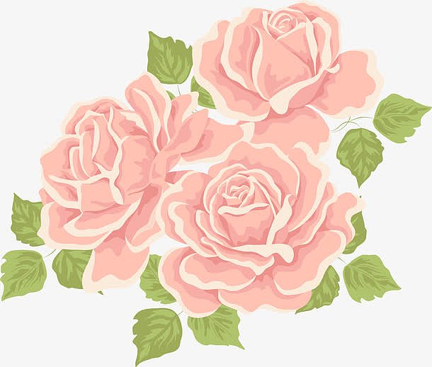 手绘粉色玫瑰花