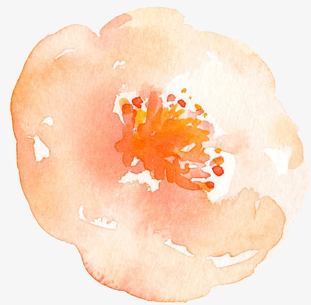 手绘水墨橙色玫瑰