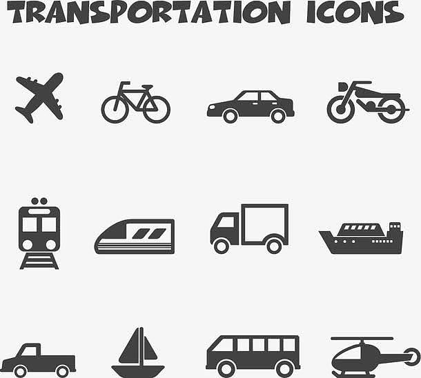 简约交通运输工具图标矢量素材