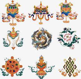 藏文化装饰图案矢量素材