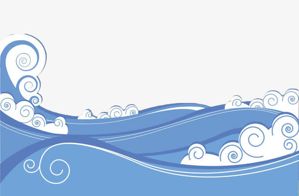 手绘蓝色海浪素材免费下载_觅元素
