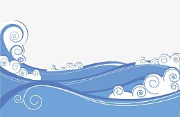 手绘蓝色海浪