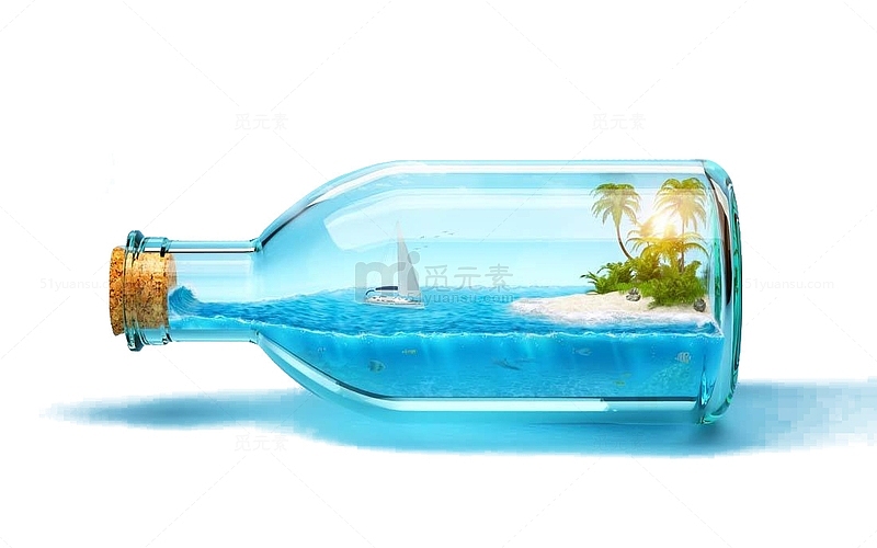 蓝色海洋漂流瓶