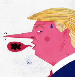 手绘说谎话长鼻子