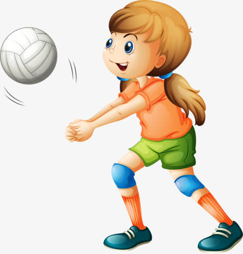 卡通手绘打排球运动员