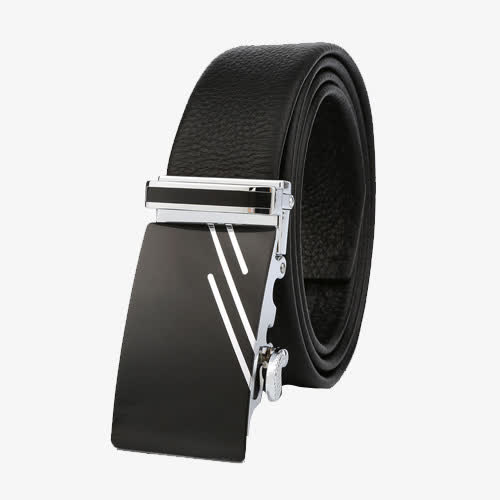 男士黑色牛皮自动扣皮带素材免费下载_觅元素