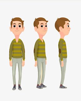 一个男人的三个不同角度