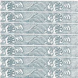 深蓝色中国风花边