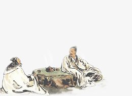 水墨、中国风、古代人喝茶、古代