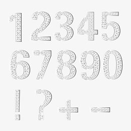 钻石立体银色数字符号