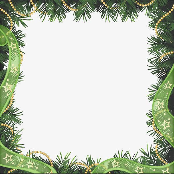 绿色松叶节日边框