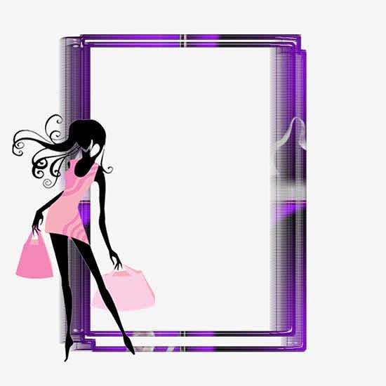 时尚女郎装饰紫色相框