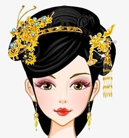 带着金色头饰的古代女人