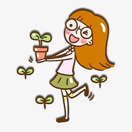 捧着小花的女生元素