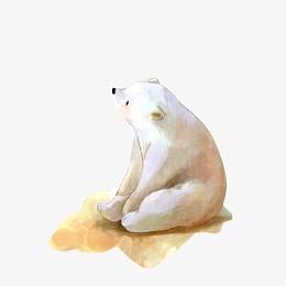 北极熊发呆手绘素材图片
