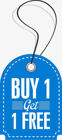蓝色买一送一标签