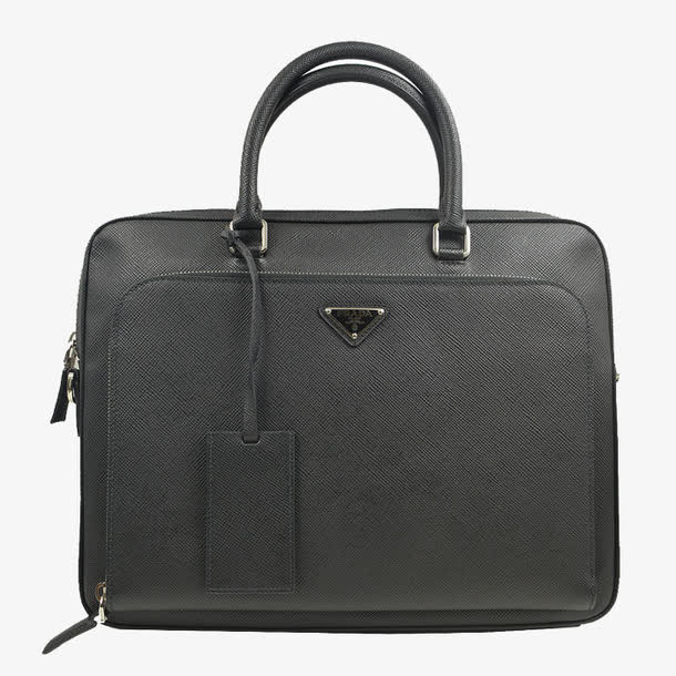 prada普拉达男士黑色皮革公文包