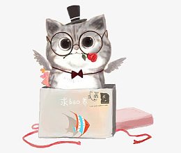卡通图片可爱 戴眼镜的小猫