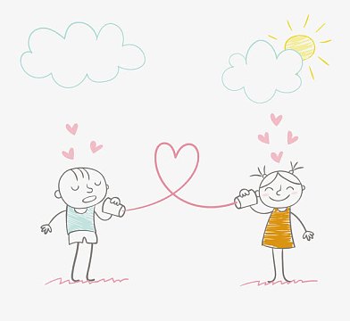 矢量简笔画恋爱的小人