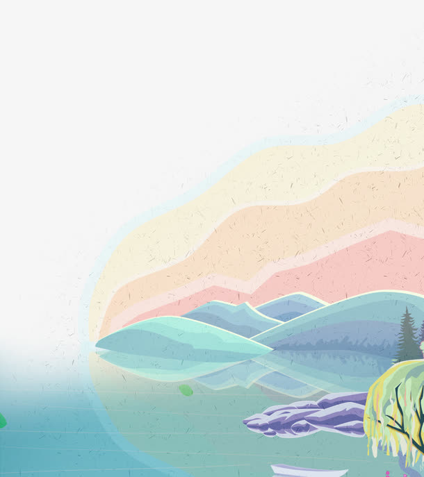 扁平山水风景免抠素材图片