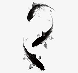 中国风传统水墨鱼