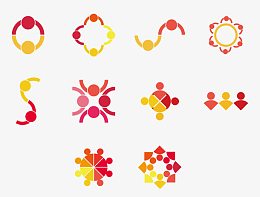 矢量创意抽象团队合作扁平图标