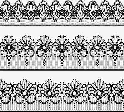 aipng矢量手绘黑色蕾丝花纹(2143x2135)png黑色半透明蕾丝花边(1760x