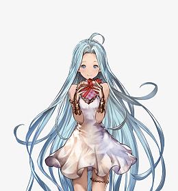 蓝发少女拿着爱心