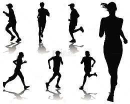 跑步健身的人物剪影图片