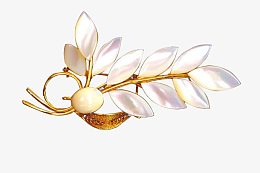 珍珠色叶子胸针