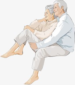依偎在一起的老人