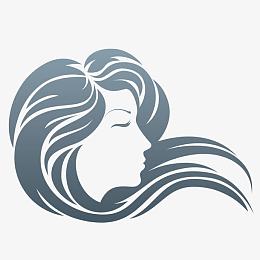 女性轮廓剪影飘逸秀发矢量图