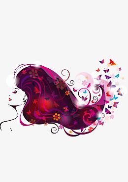 美女 秀发 装饰 轮廓剪影 发