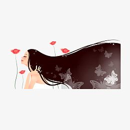 美女秀发剪影矢量图
