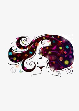 美女 秀发 装饰 轮廓剪影 发