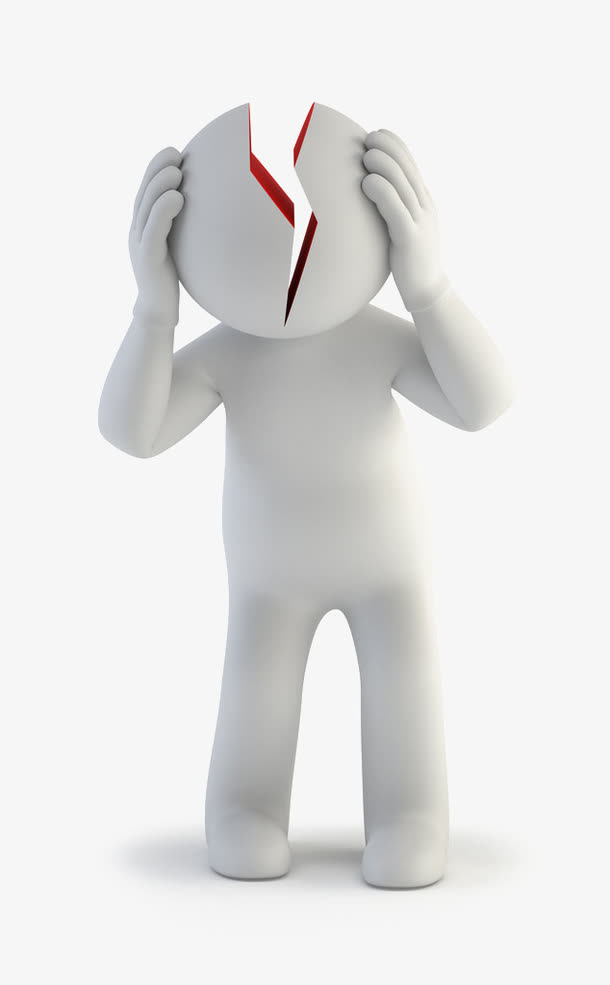 烦恼裂头的3d小人